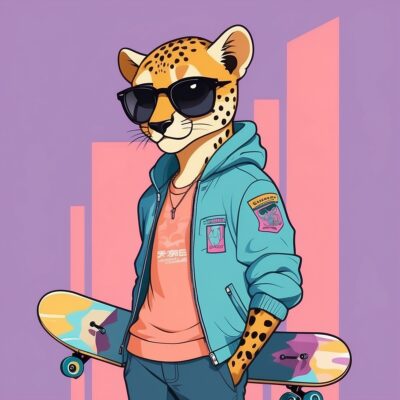ESTP personality illustration – The Dynamo cheetah character with adventurous energy