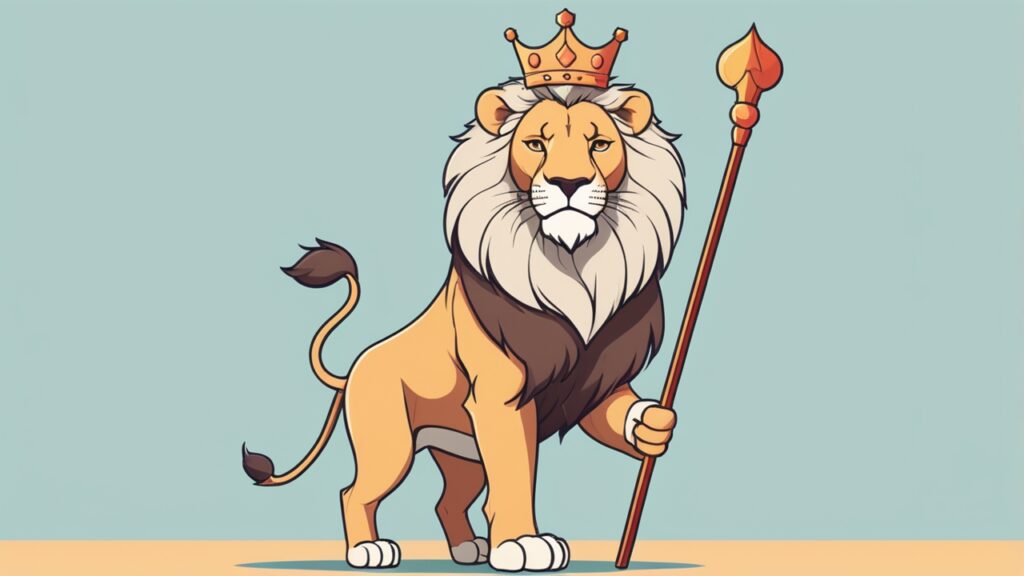 ENTJ personality illustration – Confident and strategic lion character symbolizing leadership