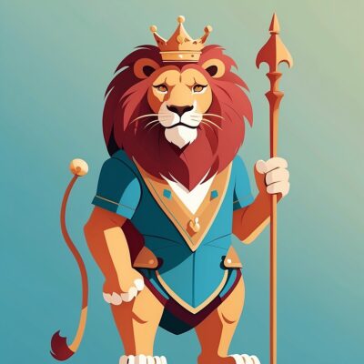 albedobase xl ENTJ personality illustration – Confident and strategic lion character symbolizing leadership