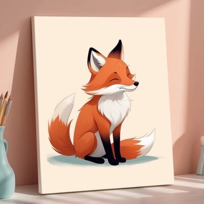 albedobase xl ISFP personality illustration – The Artist fox character painting in a cozy studio