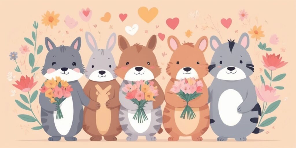 albedobase xl cartoonstyle illustration of diverse mbti animal 1 MBTI & Relationships illustration β Love languages of personality types