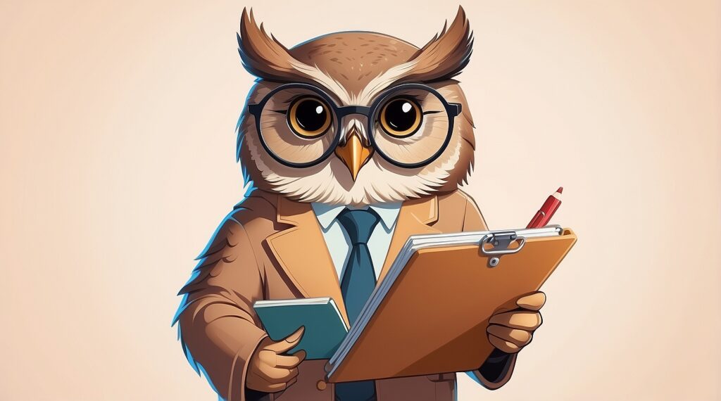 Calm and reliable owl cartoon representing ISTJ personality traits