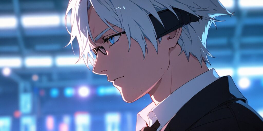 ENTP anime style character Anime-style portrait of Gojo Satoru reflecting ENTP personality traits โ digital illustration for MBTI analysis