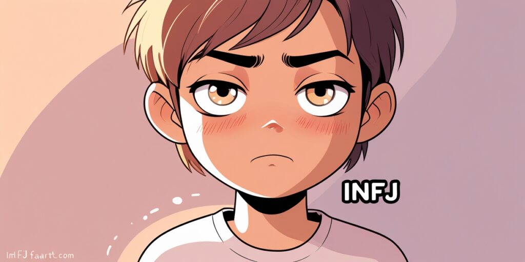 INFJ emotional reactions illustration showing hidden anger with calm but frustrated expression
