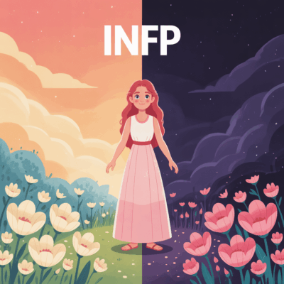 Persephone MBTI analysis as INFP, compassionate fanart of goddess in spring and underworld duality