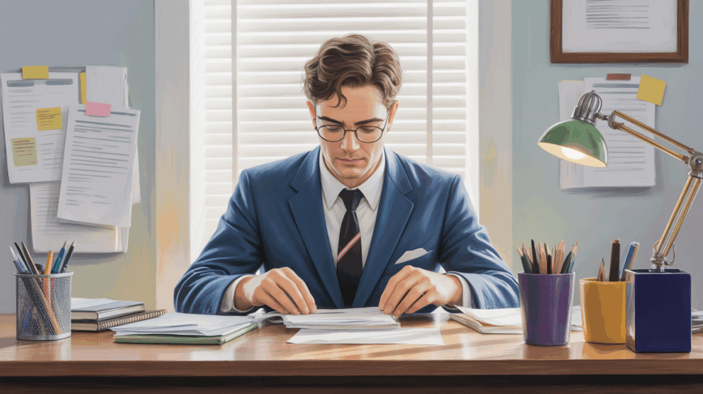 estj recovery focus Pastel illustration of ESTJ calmly rebuilding order after failure.