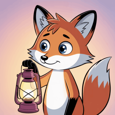 Cartoon INFJ fox symbolizing calm reflection and inner transformation.