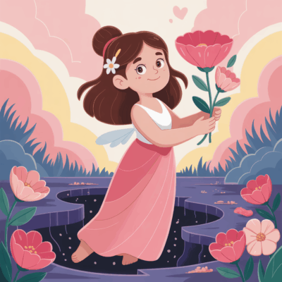 Cartoon Persephone as INFP symbolizing emotional healing and rebirth.