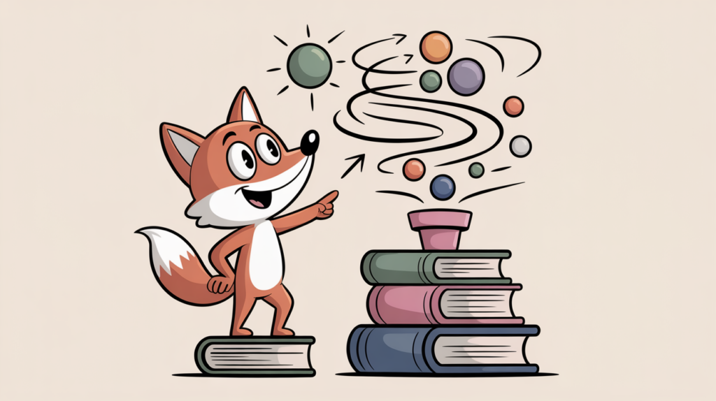 ENTP Behavioral Signs shown through a fox brainstorming new concepts.