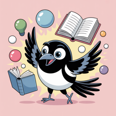 ENTP Behavioral Signs illustrated through a magpie generating ideas.