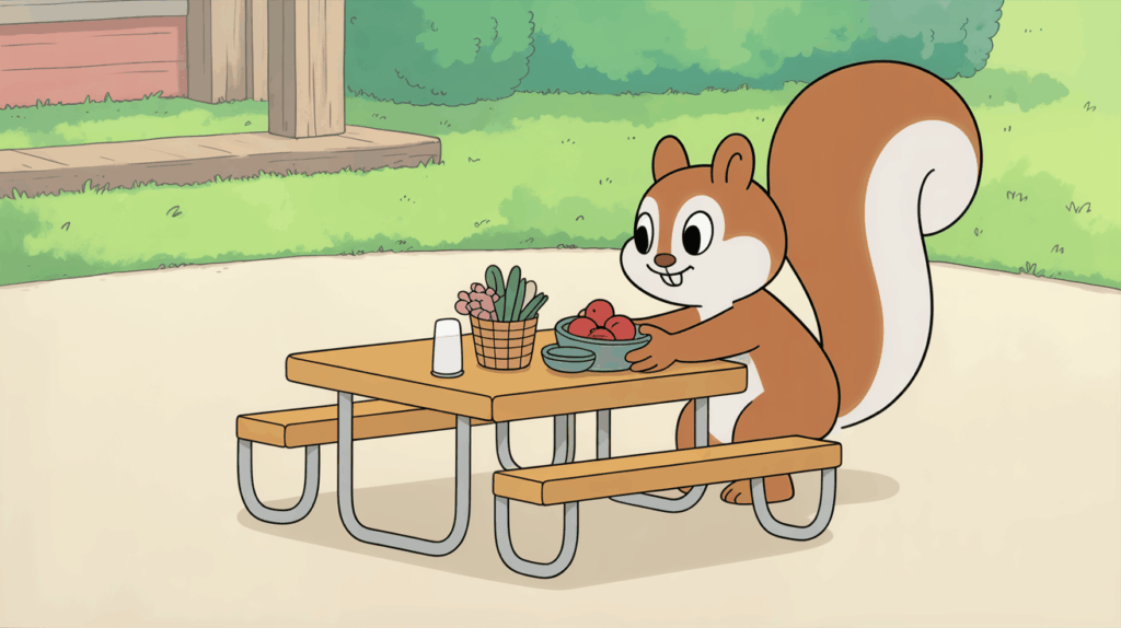 esfj-behavioral-signs-squirrel-picnic ESFJ Behavioral Signs represented by a squirrel creating a welcoming picnic setup.