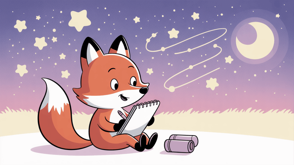 INFP Behavioral Signs shown through a fox drawing under the stars.