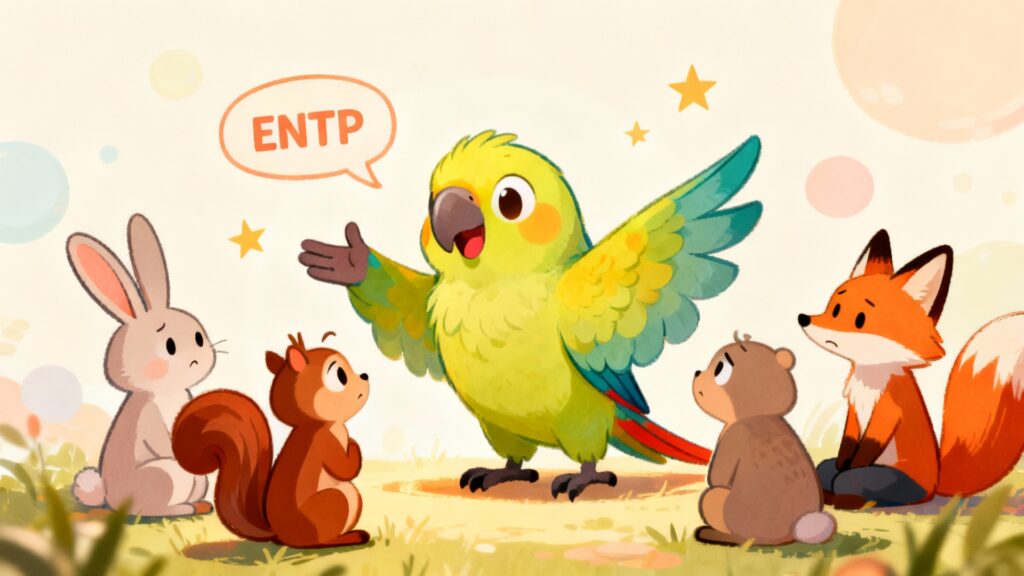 entp-misunderstood-traits-parrot ENTP Misunderstood Traits shown through a parrot engaging in lively discussion.