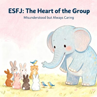 ESFJ Misunderstood Traits illustrated through an elephant symbolizing care and coordination.